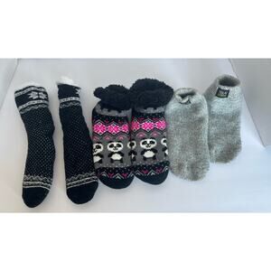 NWOT‎ 3pr Polar Extreme Gray and Black Panda Warm Fleece Cold Weather Socks 8-9